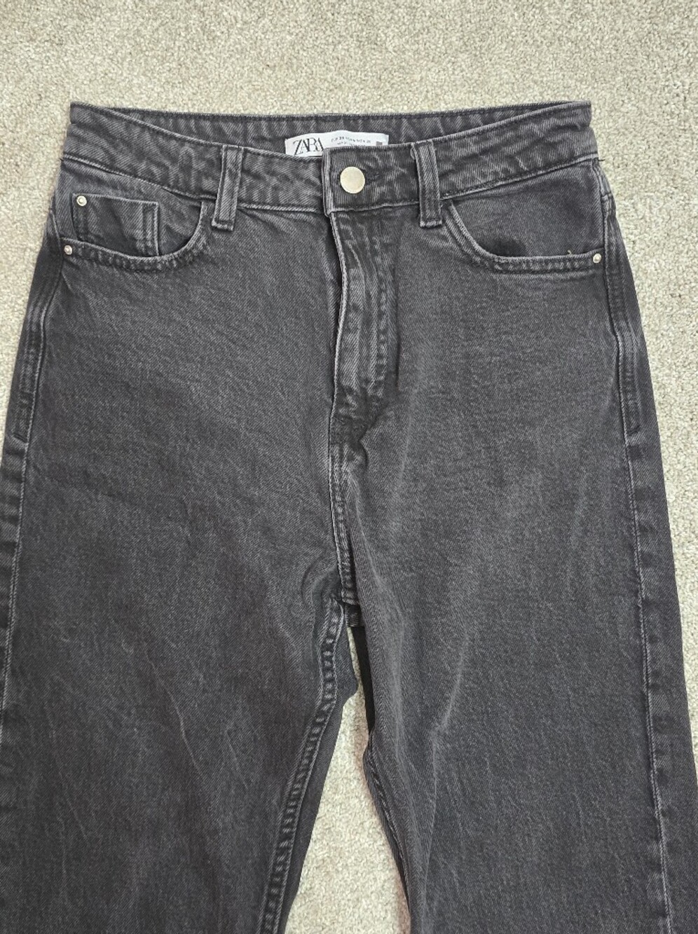 Zara Charcoal Grey/ Black Washed Mom High-rize Jeans 4 - Picture 4 of 6